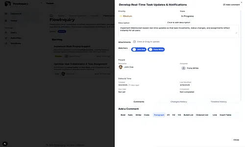 Boost Team Productivity: FlowInquiry Adds Project Management with Kanban & Collaboration